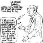 Le général Schmitt témoigne au procès Aussaresses, le 27 nov. 2001© Riss - Charlie Hebdo - 5 déc. 2001