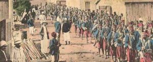 Tirailleurs partant en colonne (Archives nationales du Sénégal).