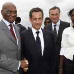 Abdoulaye Wade, Nicolas Sarkozy, Jean-Marie Bockel et Rama Yade, à Dakar, le 26 juillet 2007.