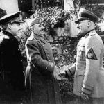 A Bordighera le 12 février 1941 : Serrano Suner, Franco et Mussolini (de g. à d.)
