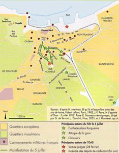Oran 1962 - d'après Guy Pervillé, Atlas de la guerre d'Algérie (éd. autrement 2003)