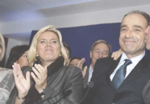 Michèle Tabarot et Jean-François Copé, au siège de l'UMP, le soir du 19 novembre 2012 (LP/CAROL AMAR.)