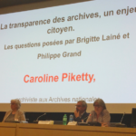 De gauche à droite : Céline Guyon, présidente de l’Association des archivistes français, Isabelle Neuschwander, ancienne directrice des Archives nationales, Gilles Morin, président de l’Association des usagers des Archives nationales, et Caroline Piketty, ancienne responsable des relations avec le public aux Archives nationales.