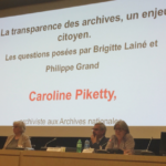 De gauche à droite, Céline Guyon, présidente de l’Association des archivistes français, Isabelle Neuschwander, ancienne directrice des Archives nationales, Gilles Morin, président de l’Association des usagers des Archives nationales, et Caroline Piketty, archiviste aux Archives nationales.