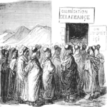 Contre-partie du départ des colons français pour l’Algérie. Les Bédouins s’inscrivent pour venir coloniser les Landes et la SologneLe Charivari (1853)