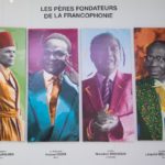 Au Village de la francophonie de Djerba, le 13 novembre 2022 : une affiche met en avant les « pères fondateurs » de la Francophonie. Un mythe... © Alex THARREAU / OIF