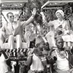 Le Roi Baudouin et la Reine Fabiola de Belgique lors d'une visite à Kisangani, au nord-est du Congo, en 1970. © Belga / AFP